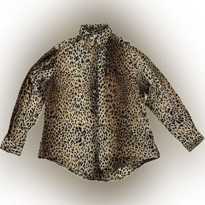Vintage Moschino Mare Leopard Print Casual Button-Down Shirt US 32/S IT 40